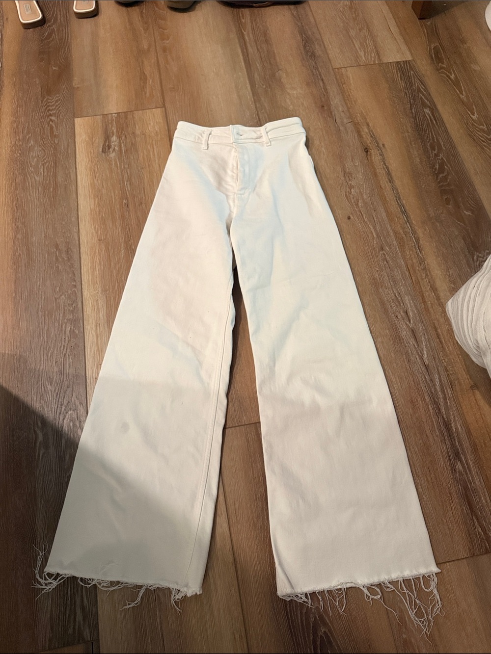 Zara Cream Wide-Leg High-Rise Jeans